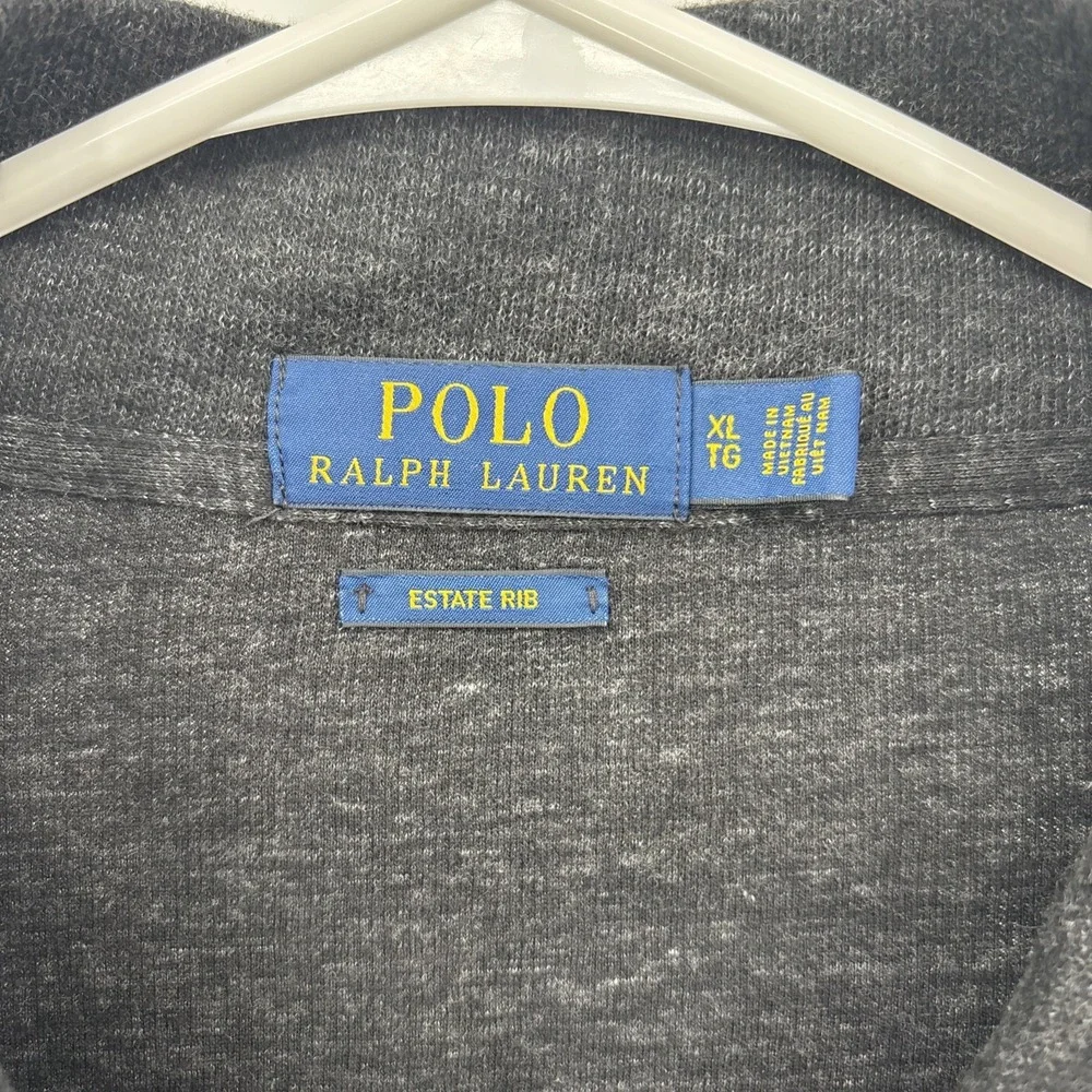 Polo Ralph Lauren‎ Mens Estate Rib Quarter Zip Heather Black Gray Size XL